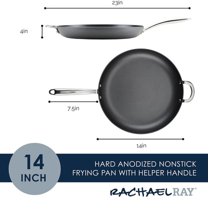 80089 Professional Hard Anodized Nonstick Frying/Fry Pan/Skillet with Helper Handle, 14 Inch - Gray2