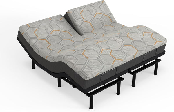 '- E4 Split Head Flex Top King Size Adjustable Bed Frame Set with 12" Copper Gel Infused Memory Foam Mattress Medium Firm, 120-Night Trial3