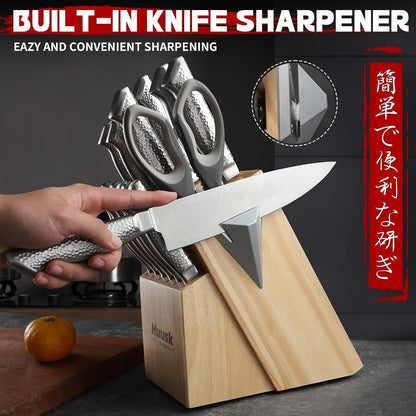 Kitchen Knife Set with Block & Built-In Sharpener - 15Pcs5