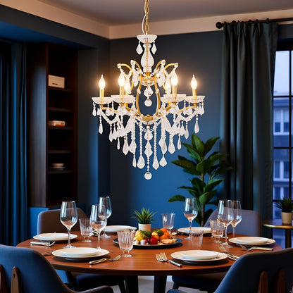 6-Light Crystal Chandelier Gold Finish1