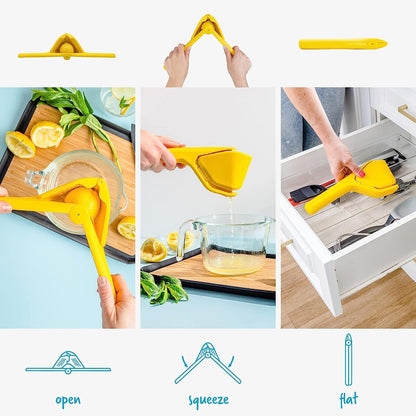 Fluicer Fold-Flat Citrus Juicer - Lemon Easy, Manual Fresh Lemon Juice Squeezer with Pip Catcher, Suits Lemons and Limes, Compact Storage, 10" | Space-Saving Storage, Gets Every Last Drop3