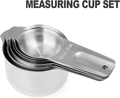 13-Piece Measuring Cups and Spoons Set, 18/8 Stainless Steel, Silver3