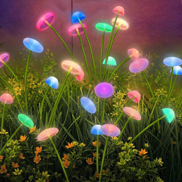 Solar Mushroom Light Outdoor Waterproof,Garden Patio Decorative 4 Colour Lights for Patio Lawn,Landscape Lighting Large Bulbs,Starlight Windswept Lights,Great Gift for Women for Gardening,2 Packs1