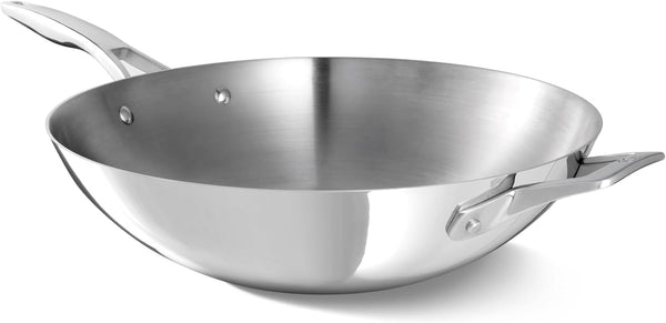 Calphalon Premier Polished 5-Ply Stainless Steel Cookware W/Turbo Heat Tech 13" Wok, Induction, Oven Safe 500F, PFOA Free, Polished Stainless Silver1