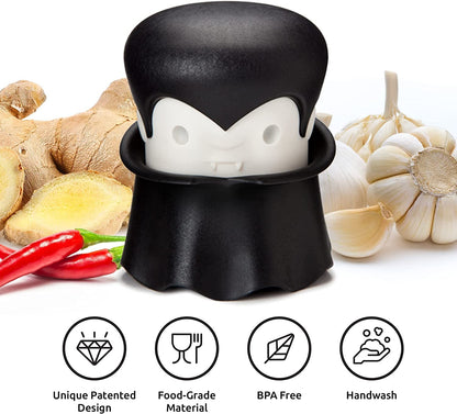 Gracula Garlic Press, Garlic Crusher, Garlic Mincer, Also for Ginger, Nuts, Chili, Herbs - Twist Top Mincer & Easy Squeeze Manual Press Peeler, Goth Gifts2
