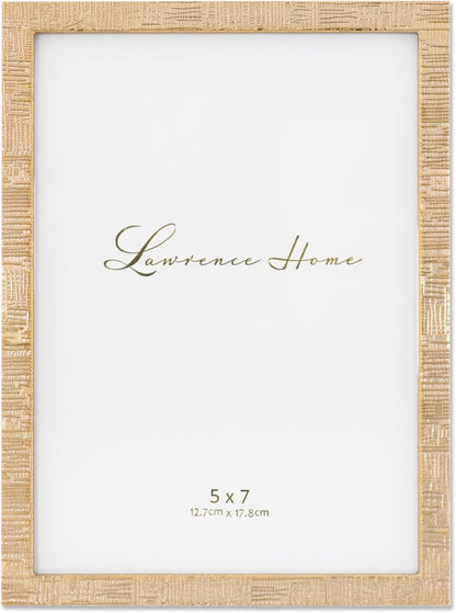 5X7 Gold Metal Linen Pattern Picture Frame1