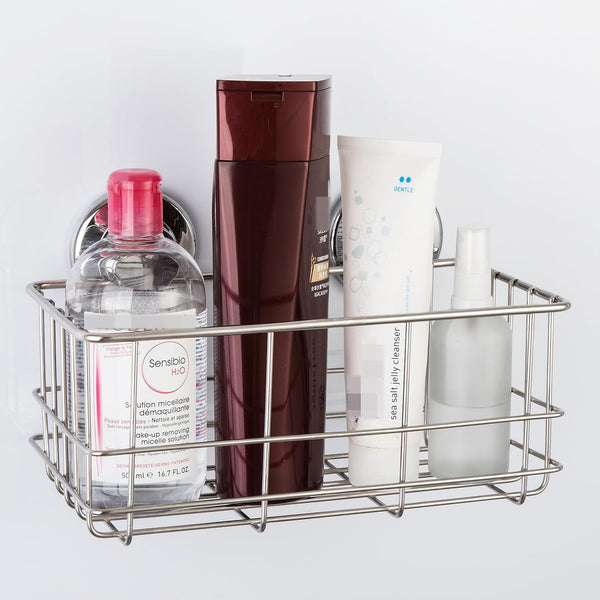 Suction Cup Deep Shower Caddy Bath Organizer Wall Shelf for Large Shampoo Gel Holder Bathroom Accessories Storage -Rustproof 304 Stainless Steel, 2-Pack4