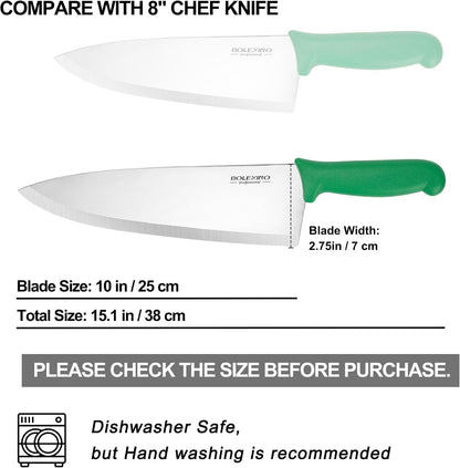 10" Professional Chef Knife, High Carbon Steel, Ergonomic (Green)8