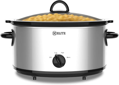 7 Quart Slow Cooker for Large Families, Stainless Steel Crock Pot with 3 Heat Settings, Dishwasher-Safe Ceramic Pot & Tempered Glass Lid1