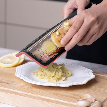 Zester Grater for Kitchen with Double-Sided - Kitchen Lemon Zester Tool for Cheese, Citrus, Garlic, Ginger, Nutmeg, Chocolate, Fruits, Vegetables with Sharp Premium Stainless Steel Blade, Red5