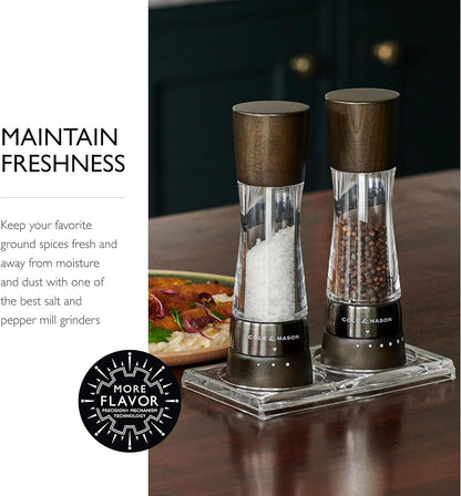 Cole & Mason Derwent Salt Mill - Gourmet Precision Salt Grinder - Refillable Seasoning and Spice Tools - Adjustable Seat, Himalayan and Kosher Salt Grinder Settings - Dark Wood4