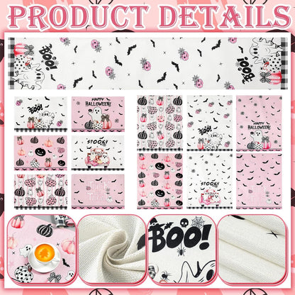 13 Pcs Pastel Halloween Table Runner Placemats and Chair Cover Set3