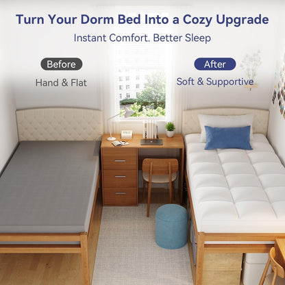 Twin XL Mattress Topper for College Dorm, Thick Pillow Top Bed Pad | Extra Long Twin Mattress Pad with Deep Pocket, Plush College Dorm Room Essential for Girls & Guys, Ideal for Back to School5