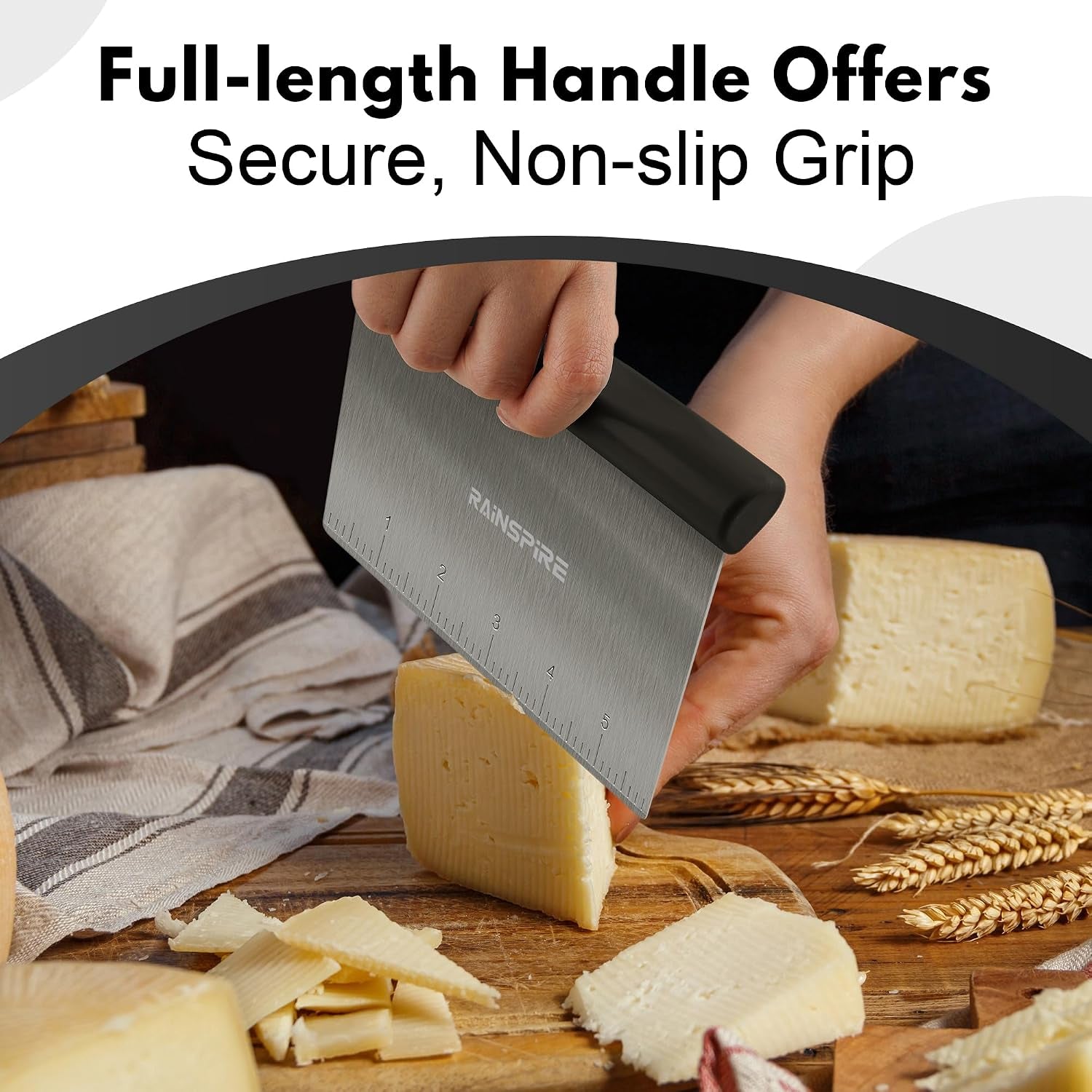 multi-purpose-stainless-steel-bench-scraper-dough-blender-pastry-cutter-dishwasher-safe-measurement-marks-non-slip-comfortable-handle-dough-scraper-food-chopper-for-bread-baking-supplies-black