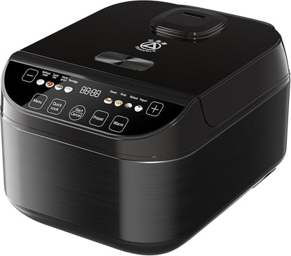Smart Rice Cooker 6 Cups Uncooked, Fuzzy Logic Rice Maker One-Touch Cooking with Non-Stick Inner Pot, Steamer, Quick Cook, Timer, Auto Keep Warm Feature, Black1