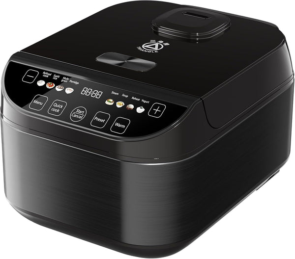 Smart Rice Cooker 6 Cups Uncooked, Fuzzy Logic Rice Maker One-Touch Cooking with Non-Stick Inner Pot, Steamer, Quick Cook, Timer, Auto Keep Warm Feature, Black1