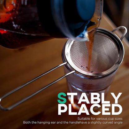 304 Stainless Steel Fine Mesh Strainer, Sieve Sifter for Tea, Food | 3.3'' Kitchen Small Strainer Fine Mesh, Sieve Filter for Tea, Fruits, Juicing, Drinks, Coffee, Cone Cocktail Bar Strainer6