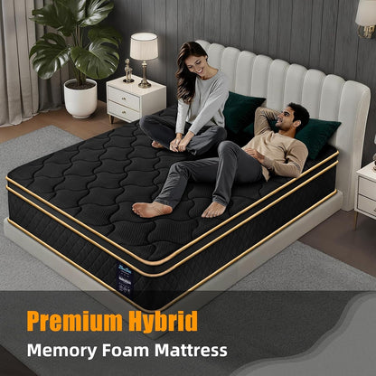 Queen Mattress 12 Inch Medium Firm Hybrid Mattress Queen Size Memory Foam Pocket Springs Queen Bed Matress in a Box for All Sleeping Positions Motion Isolation Comfortable Sleep (Black, Queen 12 Inch)7