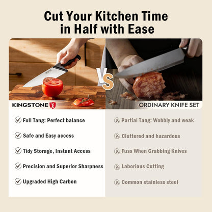 14-Piece Kitchen Knife Set with Block, High-Carbon Stainless Steel Knives Set, Ergonomic Non-Slip Handle, Professional Knife Set for Kitchen for Home Cooking & Gifting, Walnut4