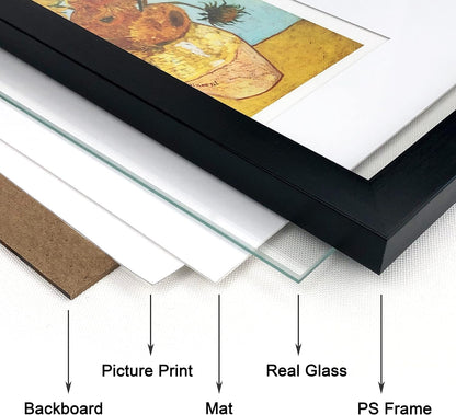 5X7 Picture Frame Set of 6 with Real Glass for Pictures 4X6 with Mat or 5X7 without Mat, Wall or Tabletop Gallery Photo Frames in Black8