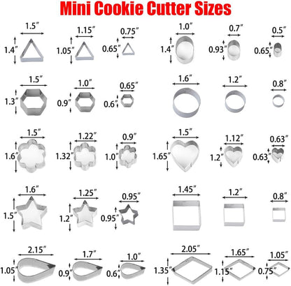 30Pcs Mini Cookie Cutter Set with Box, 3 Sizes per Shape | Stainless Steel, Tiny Polymer Clay Cutters, Small Geometric Biscuit Mold Set, Safe for Kids5