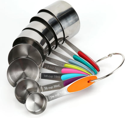 Stainless Steel 8 Piece Dry Measuring Cups Set Metal Baking Cooking1