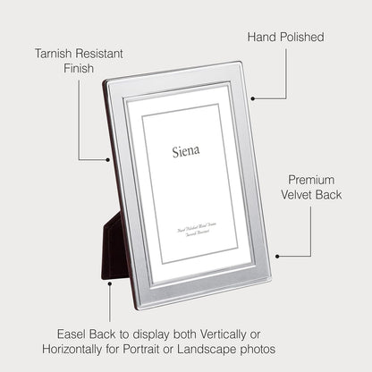 Double Border Plain Silver Picture Frame, Tarnish Resistant Finish, Perfect Photo Frame for Any End Table, Credenza, Shelf, or Nightstand, Silver 5X75
