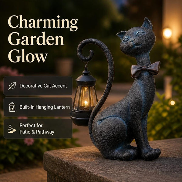 Cat Outdoor Statues with Solar Garden Light4