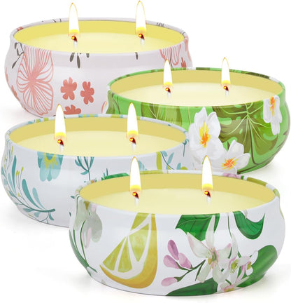 Citronella Candles Outdoor, 4 Pack Soy Wax Lemongrass Candles, Decorative Jar Scented Candle for Patio Garden Backyard Camping Summer, 240 Hours Burning Time1