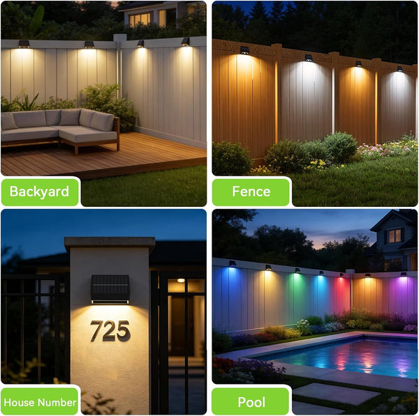 Solar Fence Lights Outdoor with Remote,12 Modes &12 PACK Solar Wall Lights9