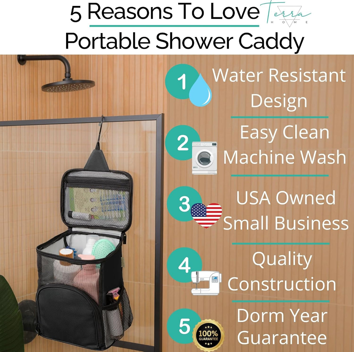 original-portable-shower-caddy-for-college-dorms-foldable-mesh-tote-dorm-room-essentials-durable-hanging-travel-shower-bag-perfect-for-college-students-men-women-black