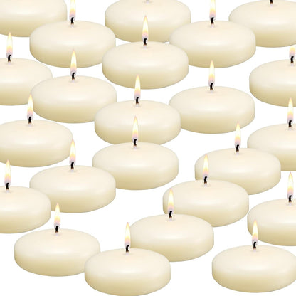 36 Pack Floating Candles, 3” Ivory Unscented Dripless Wax Burning Candles, for Cylinder Vases, Weddings, Party and Holiday …1