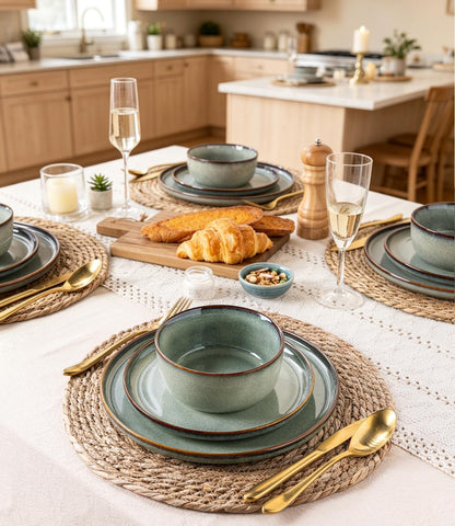 Dinnerware Sets for 4, 12 Pieces Ceramic Plates and Bowls Set9