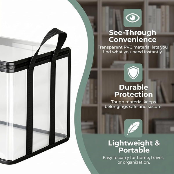 2 Pack Large Storage Transparent Box, Heavy Duty Moving Bags for Easy Transport, Ideal for Clothes Bedding Books under Bed Shelf and Closet Organization, Black7