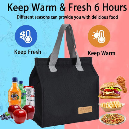 Lunch Bag for Women/Men,Waterproof Reusable Portable Lunch Tote,Lunch Box Bag.Thermal Cooler Bag Ideal for Work/Party/L/Travel/Picnic (Light Black)2