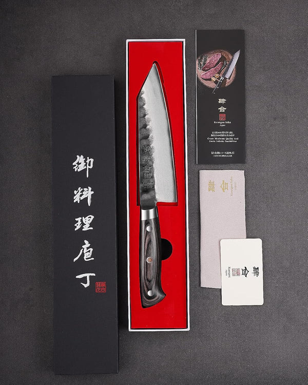 Japanese Chef Knife AUS-8 Alloy Steel 7 Inch Kiritsuke Knife, Razor Sharp Kitchen Cooking Knife with Full-Tang Black Pakkawood Handle and Gift Box7