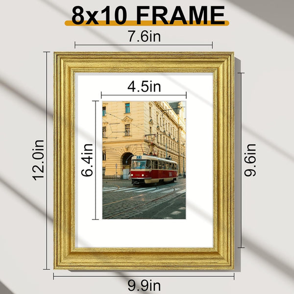 8X10 Picture Frames Set of 2, Vintage Photo Frames, Rustic Gold7