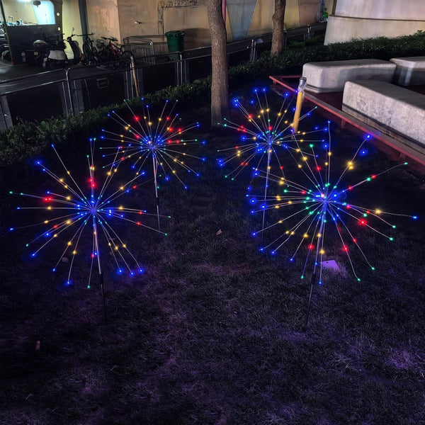 Solar Garden Firework Lights Outdoor, 4 Pack 360 LED 8 Lighting Modes Waterproof Landscape Decorative Sparklers Twinkling Starburst Lights for Yard Pathway Walkway Christmas, Colorful5