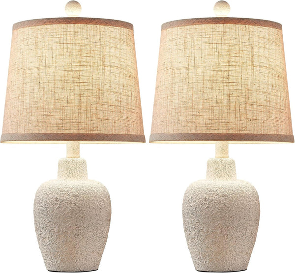 Table Lamps for Bedroom Set of 2 Farmhouse Table Lamps for Living Room 21" Rustic Cottage Jar-Shaped Bedside Lamp for Nightstand with Natural Beige Finish,Bulbs Not Included6