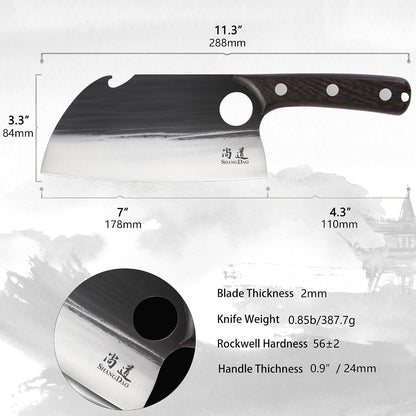 7" Deba Knife, Hand Forged Cleaver Butcher Knife for Meat Cutting, Japanese Kitchen Viking Knife with Sheath, Cooking Knife for Kitchen and Outdoor Camping, Thanksgiving Christmas Gifts5
