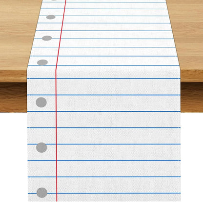 Composition Notebook Paper Table Runner Teacher Appreciation Week Welcome Back to School Party Decoration Classroom Dining Room Home Kitchen Table Decor (13" X 72")1
