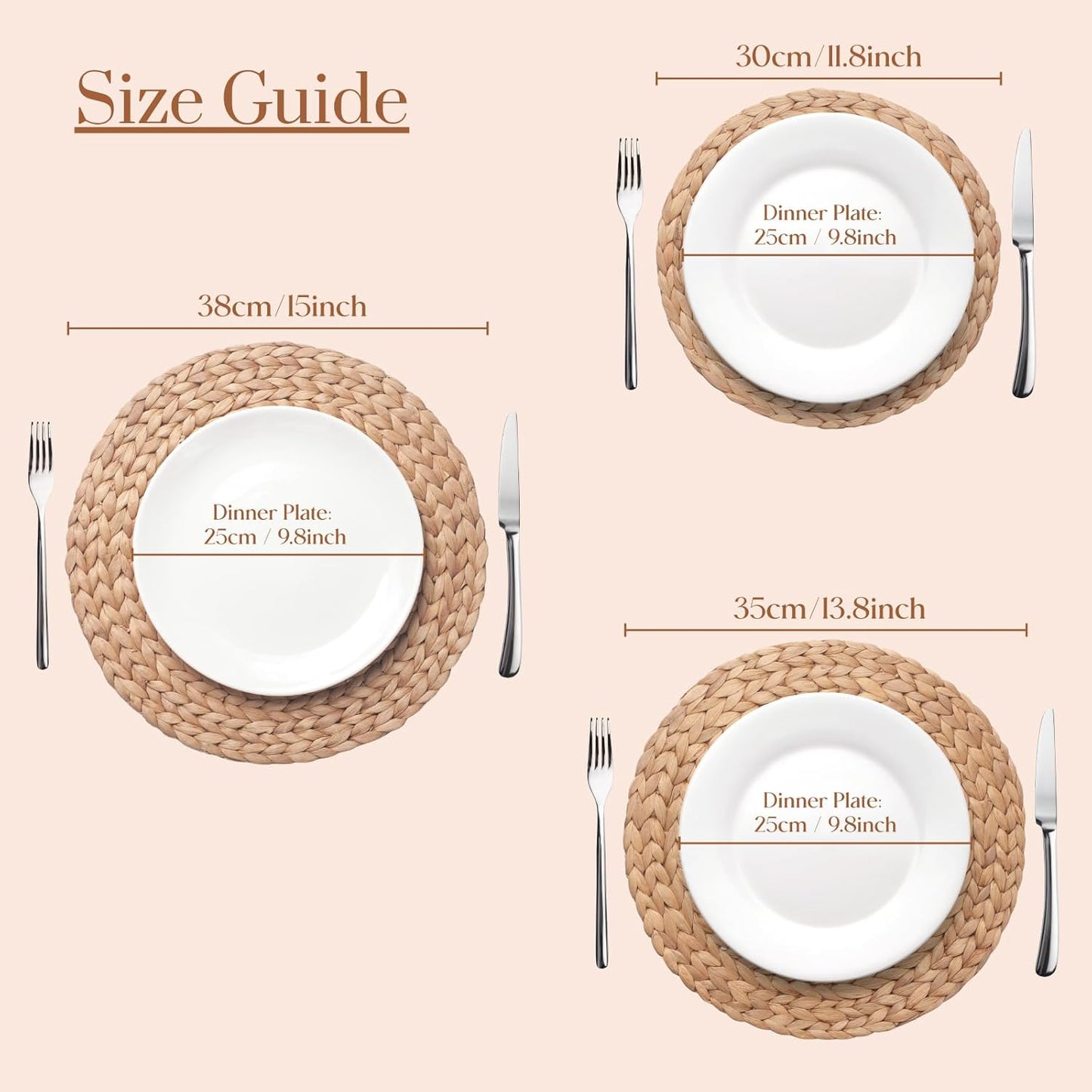 Farmhouse-style dining table set with natural woven placemats and neutral tableware.