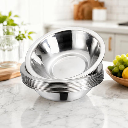10 Pack Small Stainless Steel Bowls, 6 1/2 Inch Wide Kitchen Metal Bowl with Flat Base, 3/4 Quart Prep Bowls for Meal Prep, Cooking, Serving, Baking5