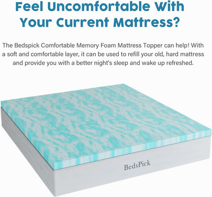 Memory Foam Mattress Topper Twin XL 3 Inch Gel Infused Soft Single XL Foam Mattress Pad College Dorm Extra Long XL Twin Bed Topper2