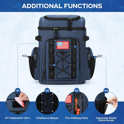 35/50 Can Insulated Backpack Cooler, Leakproof Soft Lunch Ice Bag | Keeps Food Cold for 16H, Peva Liner, Durable Nylon, Ergonomic Padding. Perfect for Men, Women, Camping, Beach, Hiking, Travel5
