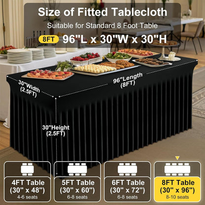 2 Pack Spandex Elastic Fitted Table Cloth Skirt for 8FT Table5
