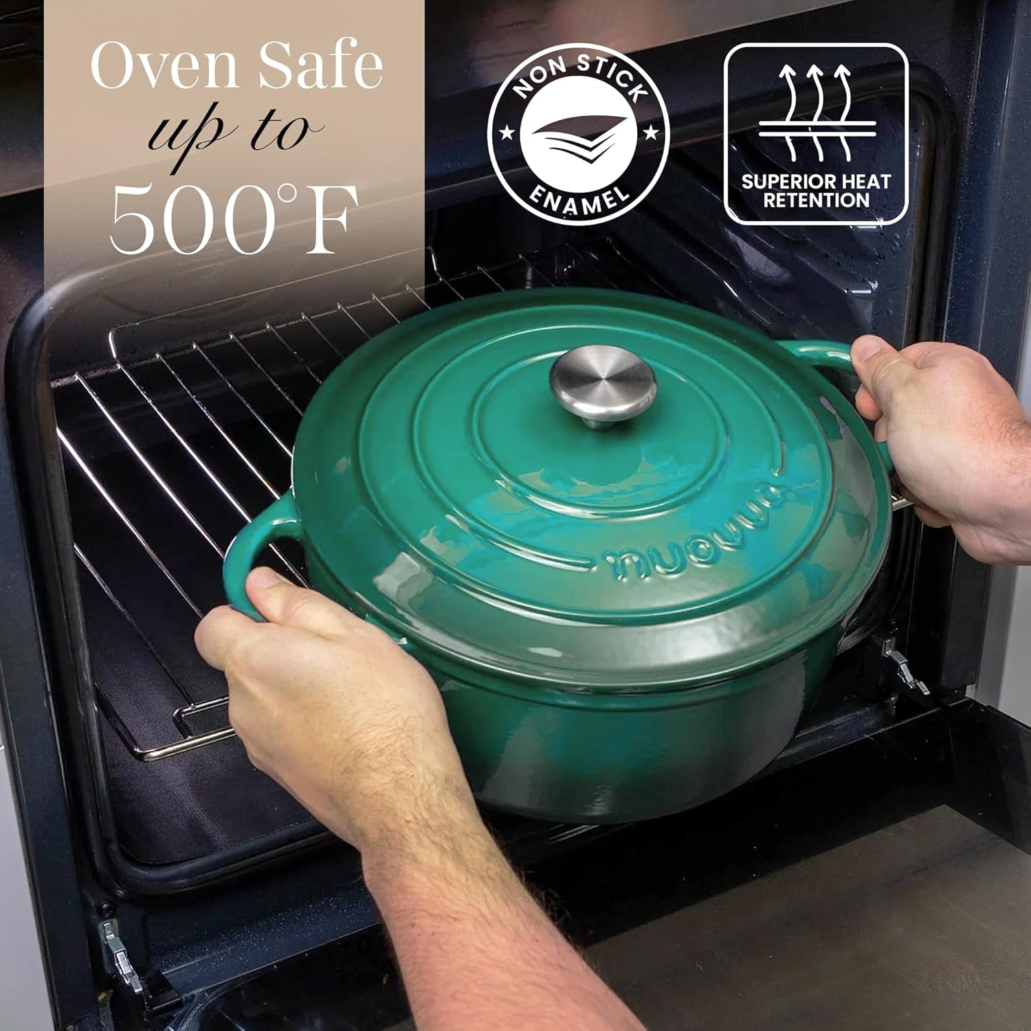 enamelled-cast-iron-dutch-oven-pot-with-lid-6-4-quart-non-stick-casserole-pot-heavy-duty-oven-safe-up-to-500-f-for-bread-baking-braising-stews-roasting-28cm-dark-green