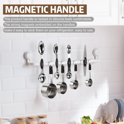 Magnetic Measuring Cups and Spoons Set, 5 Stainless Steel Magnetic Measuring Cup and 8 Double Sided Measuring Spoons with 1 Leveler，Kitchen Gadgets for Cooking & Baking3