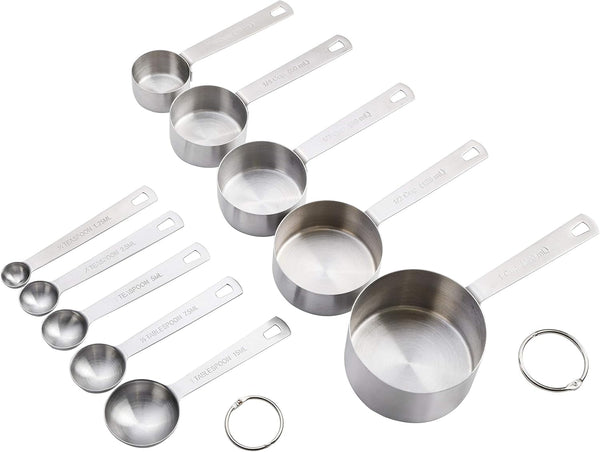 10-Piece Stainless Steel Measuring Cups and Spoons Set – Heavy-Duty, Rust-Resistant Baking and Cooking Measurement Tools3