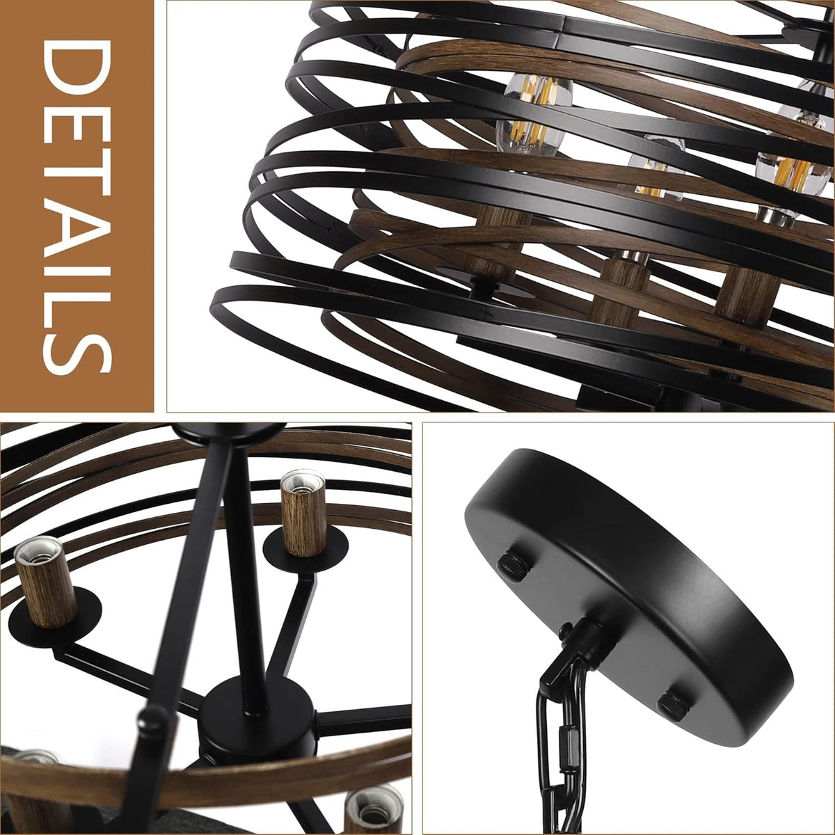 19-7-farmhouse-dining-room-light-fixture-5-light-metal-drum-chandelier-black-with-retro-wood-texture-interior